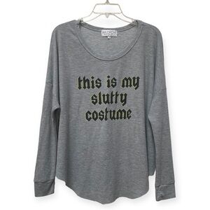 Wildfox Gray This Is My Slutty Costume Termal Tunic Long Sleeve Oversized Small